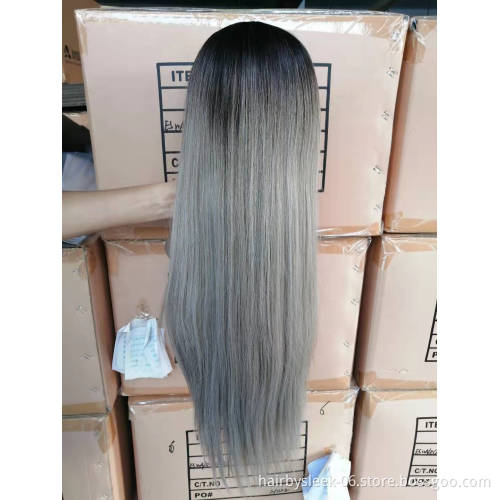 Rebecca Middle Part Ombre Long Straight Synthetic Lace Wig 30 inches High Temperature Heat Resistance Fiber Synthetic Lace Wigs